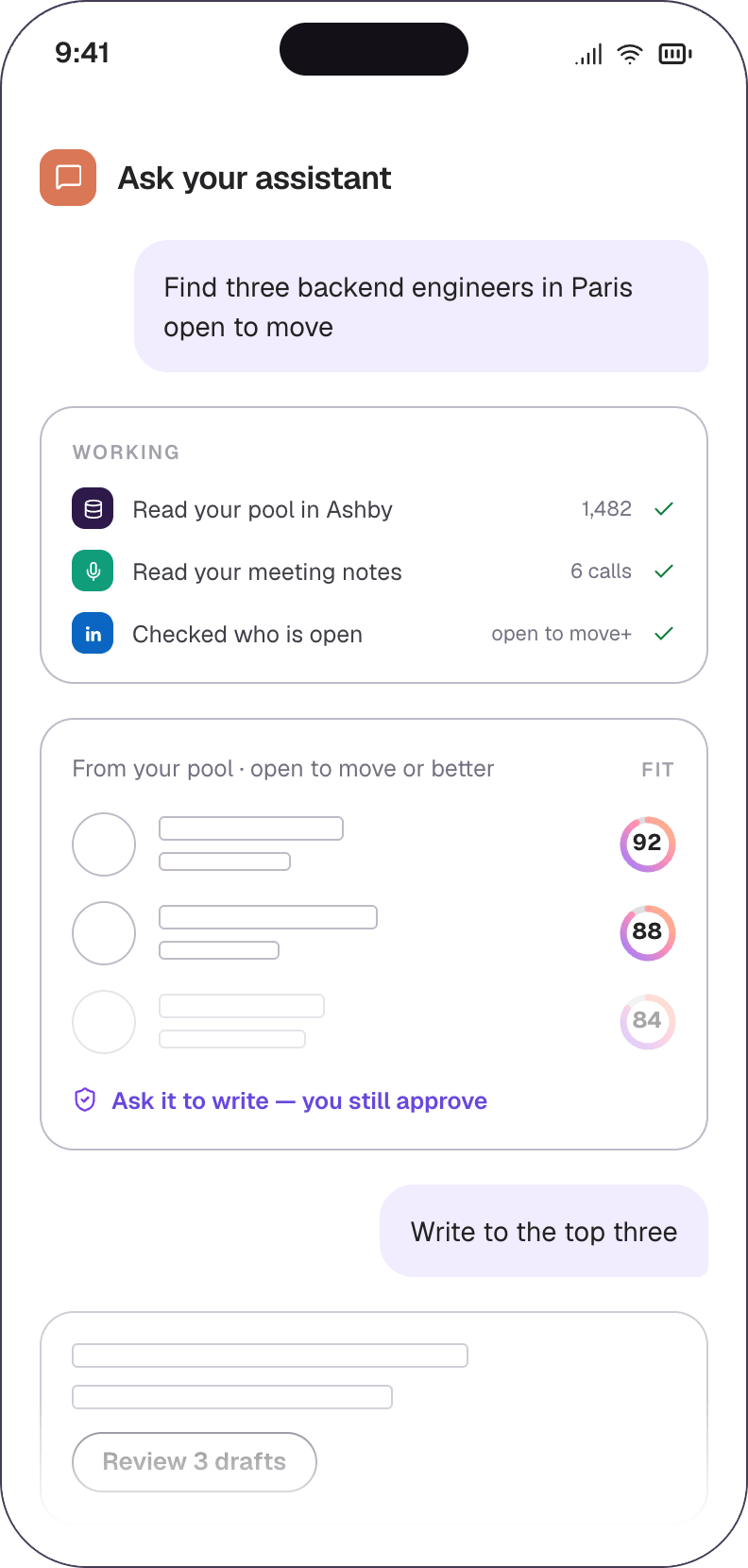 Asking an assistant for three backend engineers open to move
