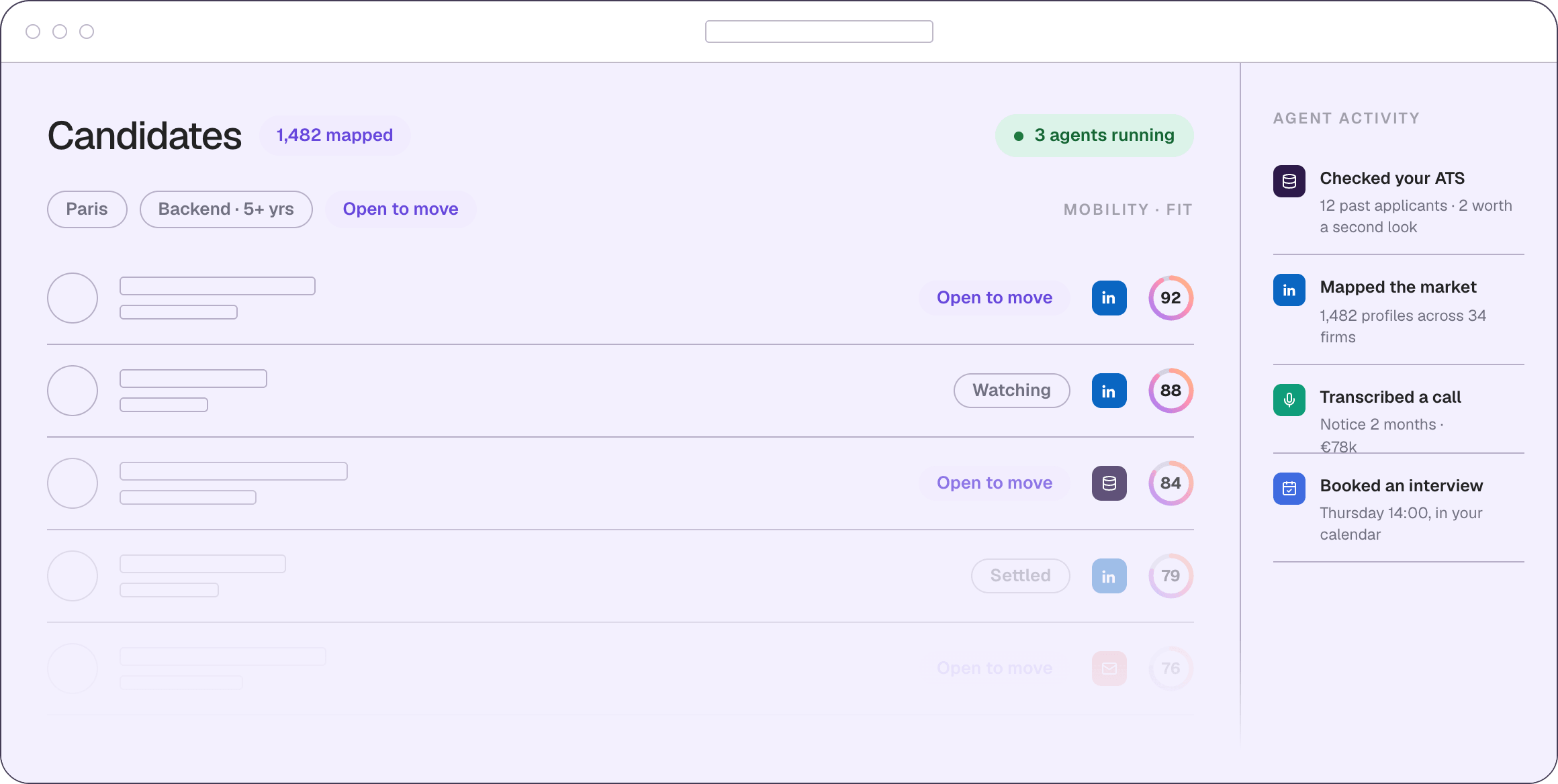 The mapped pool for a role, with a mobility read on every profile